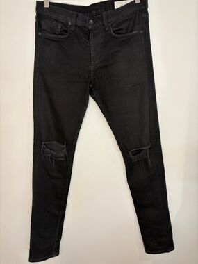 Rag & Bone Black Skinny Jeans with ripped knees, size 32